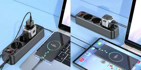 2 USB+1 AC5 Socket Universal Conversion Wall Charger